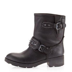 Ash Italia Black Moto Rebel Studded Booties New 8